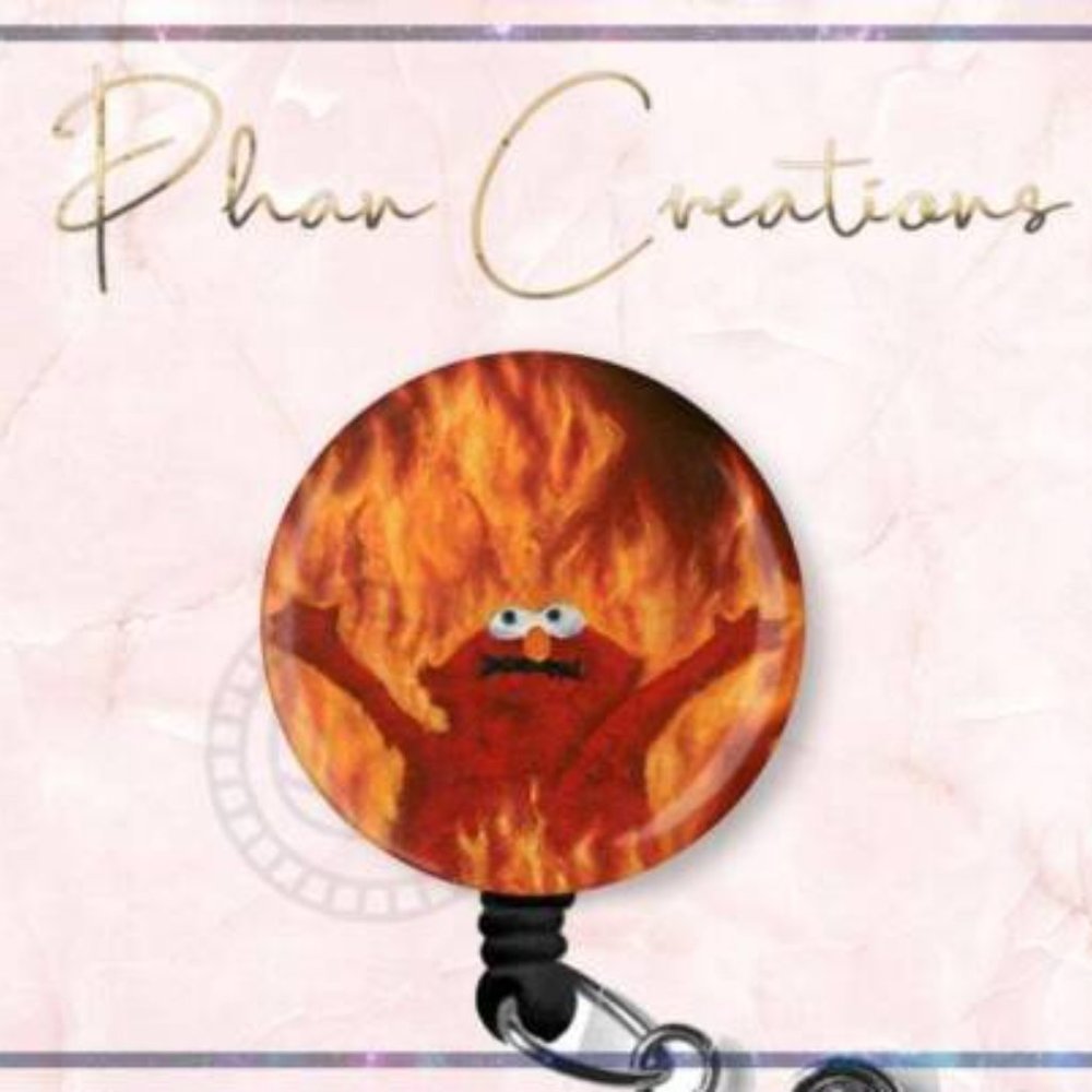 Hellmo Retractable Badge Reel Funny Flame Secretary Management Nurse ID Holder
